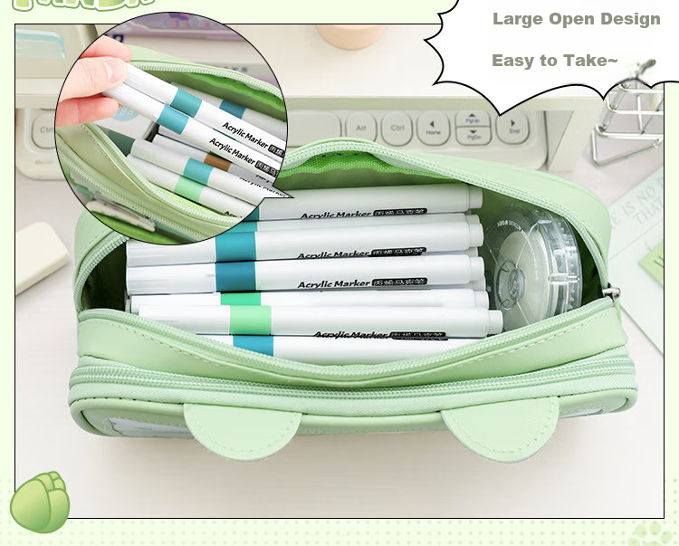 Kabaxiong Cute Bunny Ear Pencil Case with High Aesthetic Value, Large Capacity Stationery Pencil Box for Boys in Elementary, Middle School Students, Space Travel Theme 12