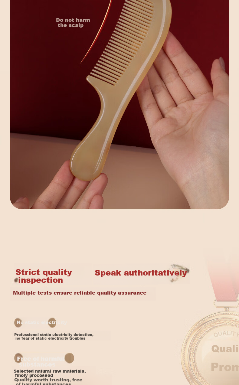 Chaojun Authentic Natural Sheep Horn Portable Comb Mirror, Women's Scalp Massage Meridian, Gift for Girlfriend Or Wife, Valentine's Day Present, Practical Gift Box Set, Mid-Autumn Festival 9