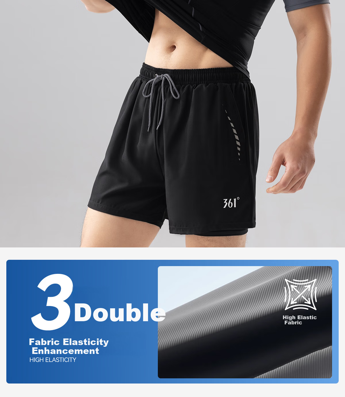 361° Men's Swim Trunks, Swimsuit, Goggles, Swim Cap Set, Fake Two-Piece Design, Anti-Embarrassment Short-Sleeve, Vacation Hot Spring Swimming Gear 4
