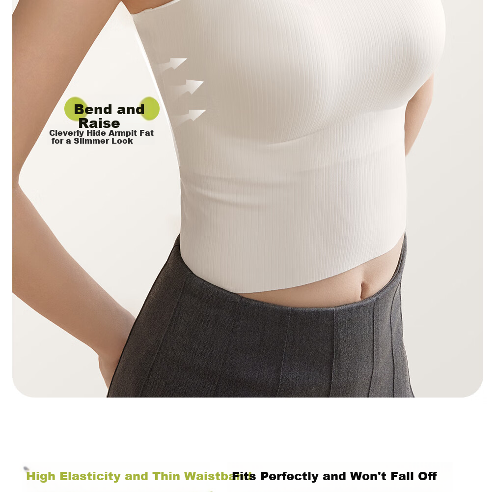 SecretWorld Padded Camisole Women's Innerwear Stylish High-End Outerwear Seamless Bra White Tank Top 17