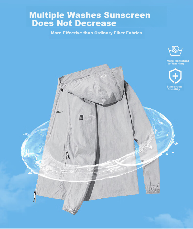 Huili Sun Protection Jacket for Men, Summer Breathable Sunshade UV Protection Coat, Outdoor Sun Protection Outerwear 5