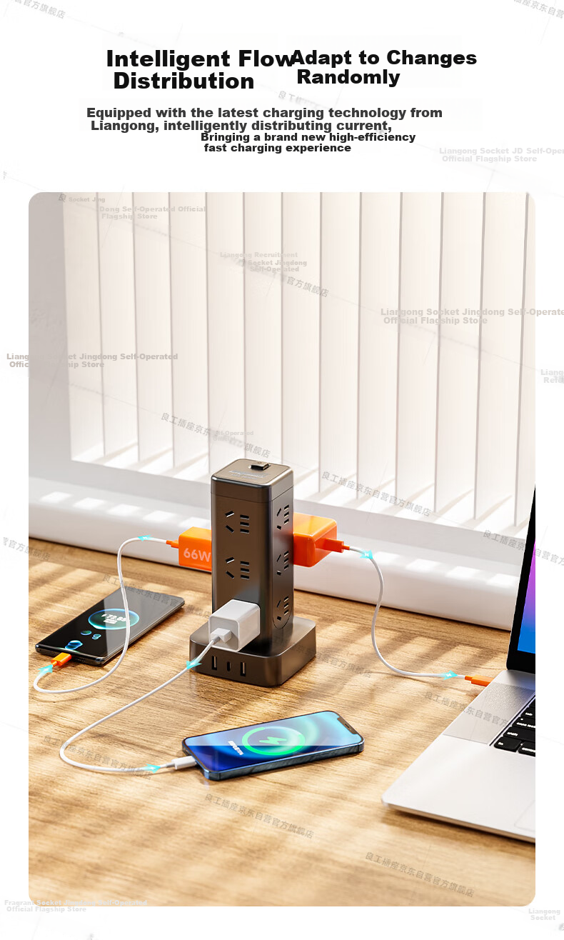Lengon Magic Cube USB Vertical Power Strip, Master Control with 12 Outlets, 1.7 Meters, Overload Protection, Type-C Power Strip/Extension Cord/Power Board/Surge Protector U1012U-1.7 Black 5