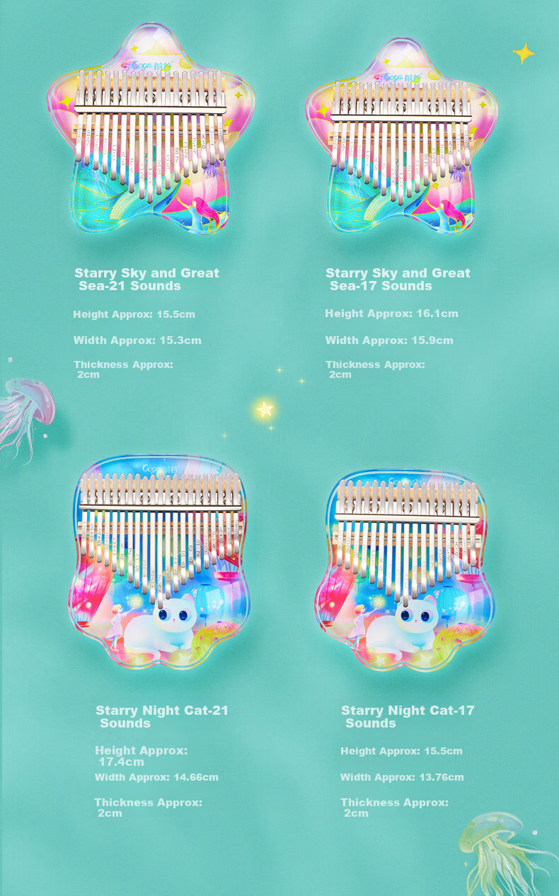 Qiangu 21-Key Kalimba, Acrylic Painted Cartoon Thumb Piano, Children's Musical Instrument, Christmas And Birthday Gift 21