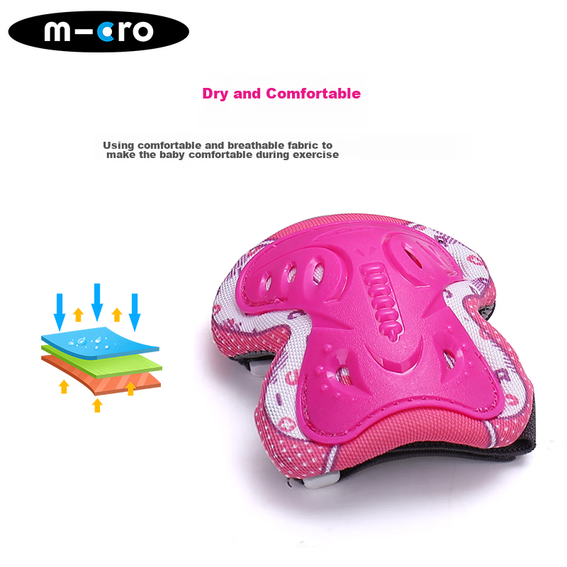 Micro Ancient Children's Protective Gear Roller Skates Skateboard Balance Bike Helmet Micro Anti-Fall Hand Elbow Knee X8M Pink S Size