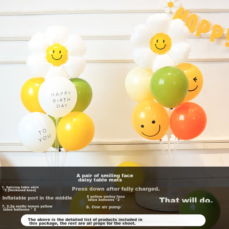 Yanyi Birthday Scene Decoration, INS Daisy Egg Flower Table Floating Balloon Stand, Picnic Props, Tabletop Ornaments, Decorations