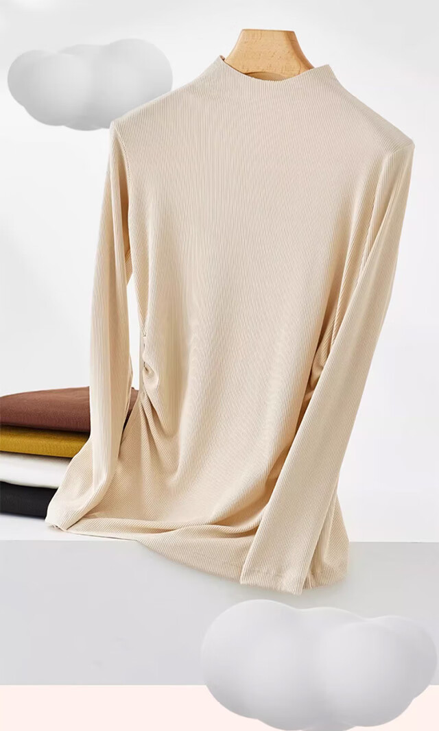 Xueqiman Maternity Base Shirt Women's Spring Half Turtleneck Antibacterial Casual Comfortable Long Sleeve Pregnancy Top 5