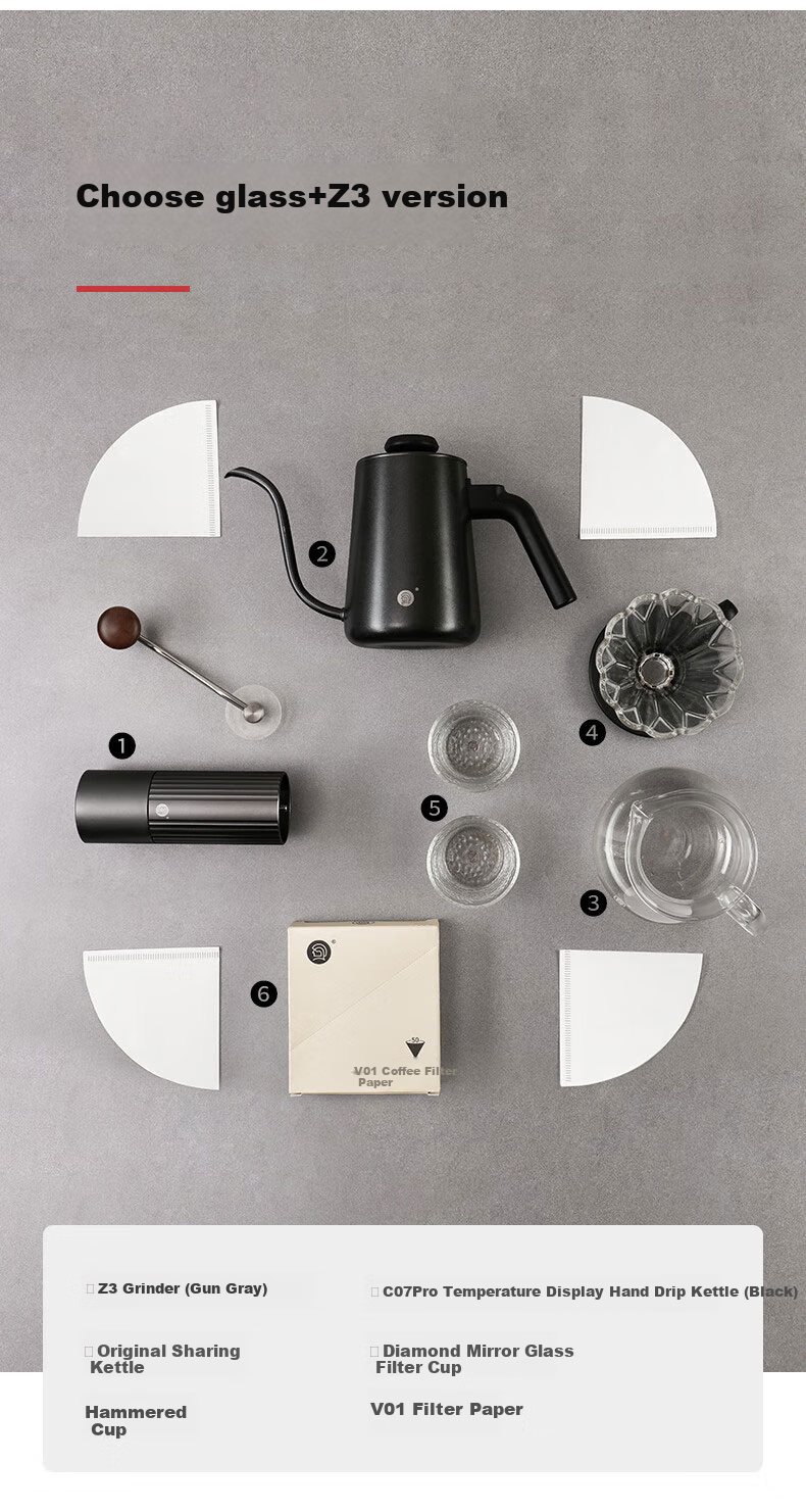 Hero Professional Pour-Over Coffee Set with Grinder, Coffee Cup, Hand-Ground Coffee, 8-Piece Set, Pour-Over Gift Box Present 3