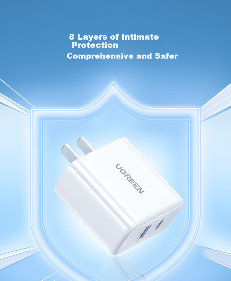 UGREEN PD20W Charger, Dual-Port GaN Fast Charging Adapter, Type-C/USB Quick Charge Plug, Compatible with Apple IPhone 18 Pro Max/17/16 Air Phones And IPad 7
