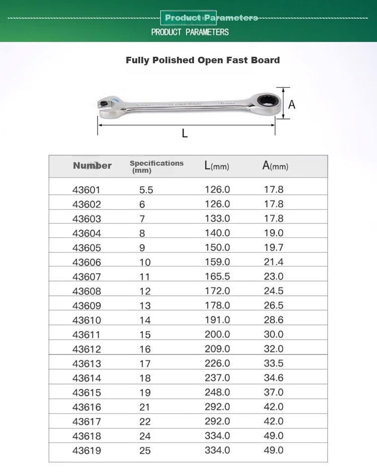 SATA Fully Polished Open-End Quick Wrench 8MM	43604 1