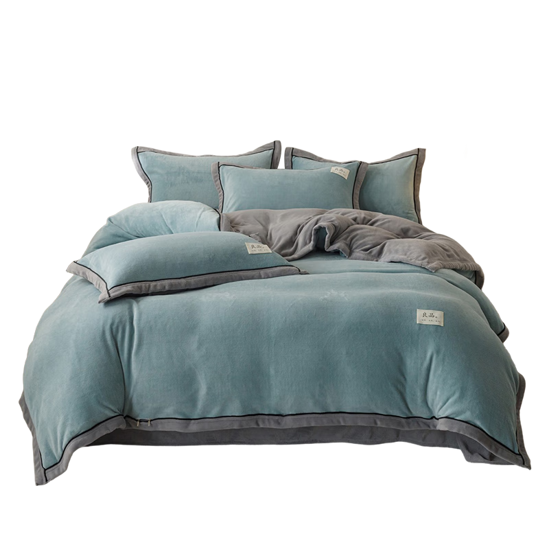Grace Class A Milk Velvet Thickened Winter Quilt Cover Student Dormitory Quilt Cover Light Blue Gray 150*200cm
