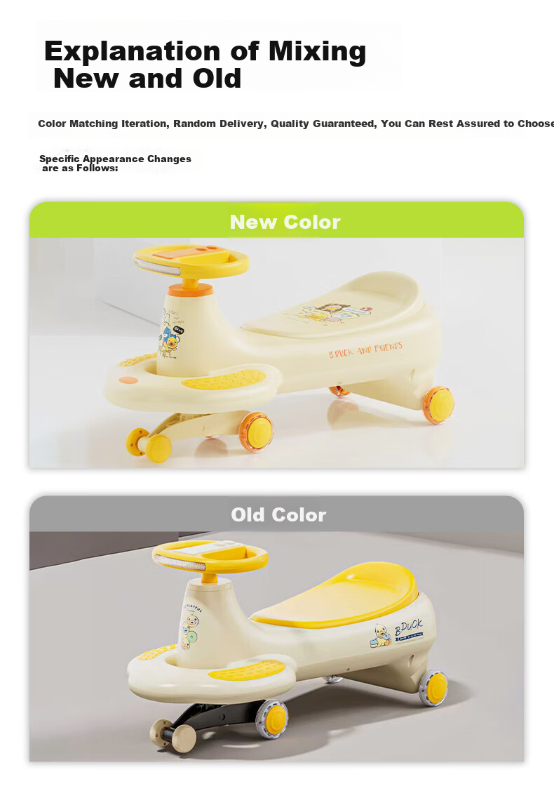 Lede Little Yellow Duck Children's Twist Car for Ages 1-3, Adult-Friendly Anti-Rollover Baby Ride-On Car, Baby's First Birthday Gift 1