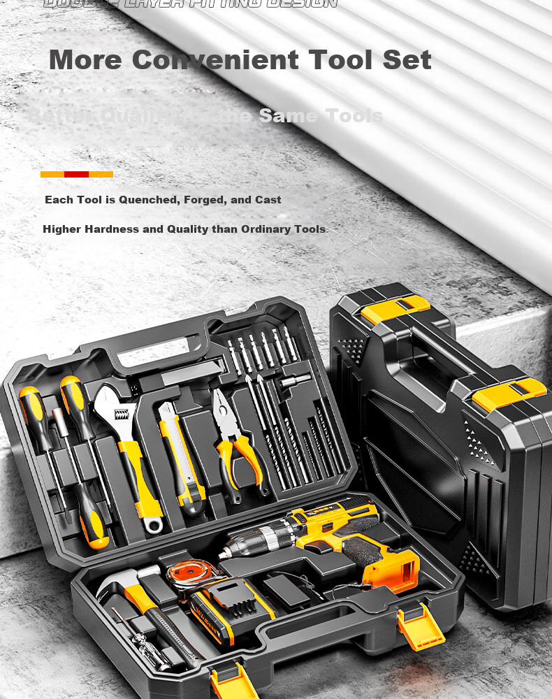 Airuide Rechargeable Electric Drill, Household Tool Kit Set, Lithium Battery Repair Combination Hardware Tool Set, Electric Screwdriver 9