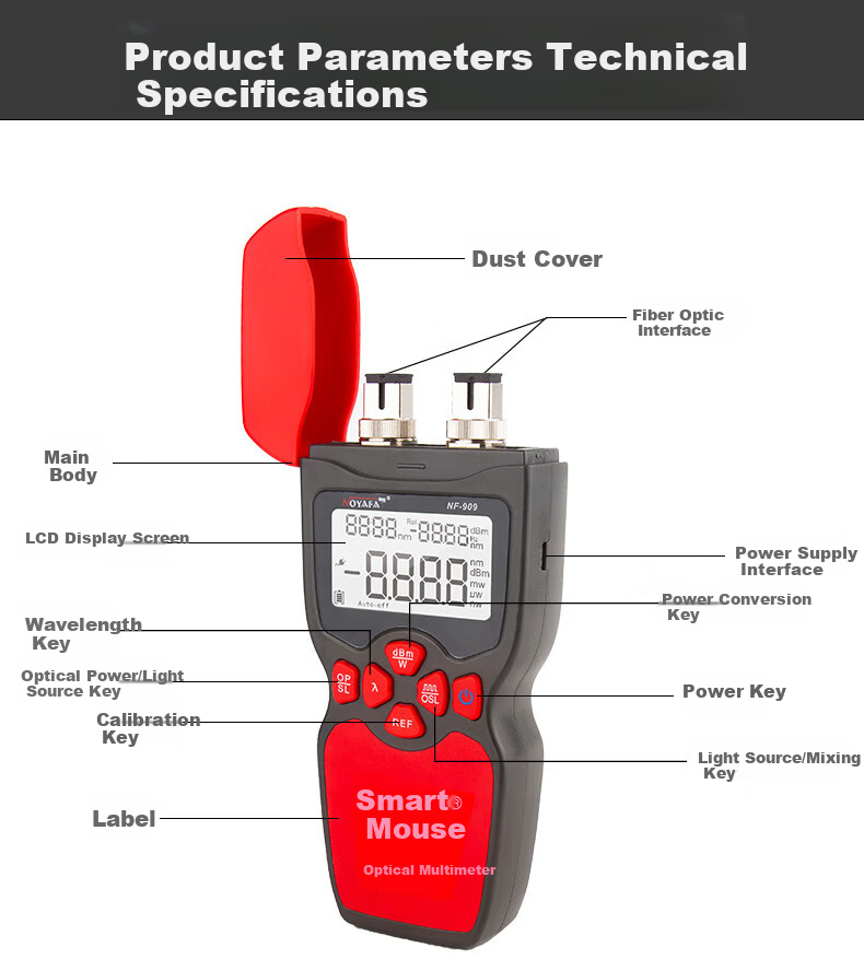 Jingmingshu NF-919 Multifunctional Fiber Optic Tester, Optical Power Meter, Light Source, Red Light Can Measure Communication Network, Telecom Network, Cable TV Fiber Optic Line Engineering Construction Inspection And Maintenance 17