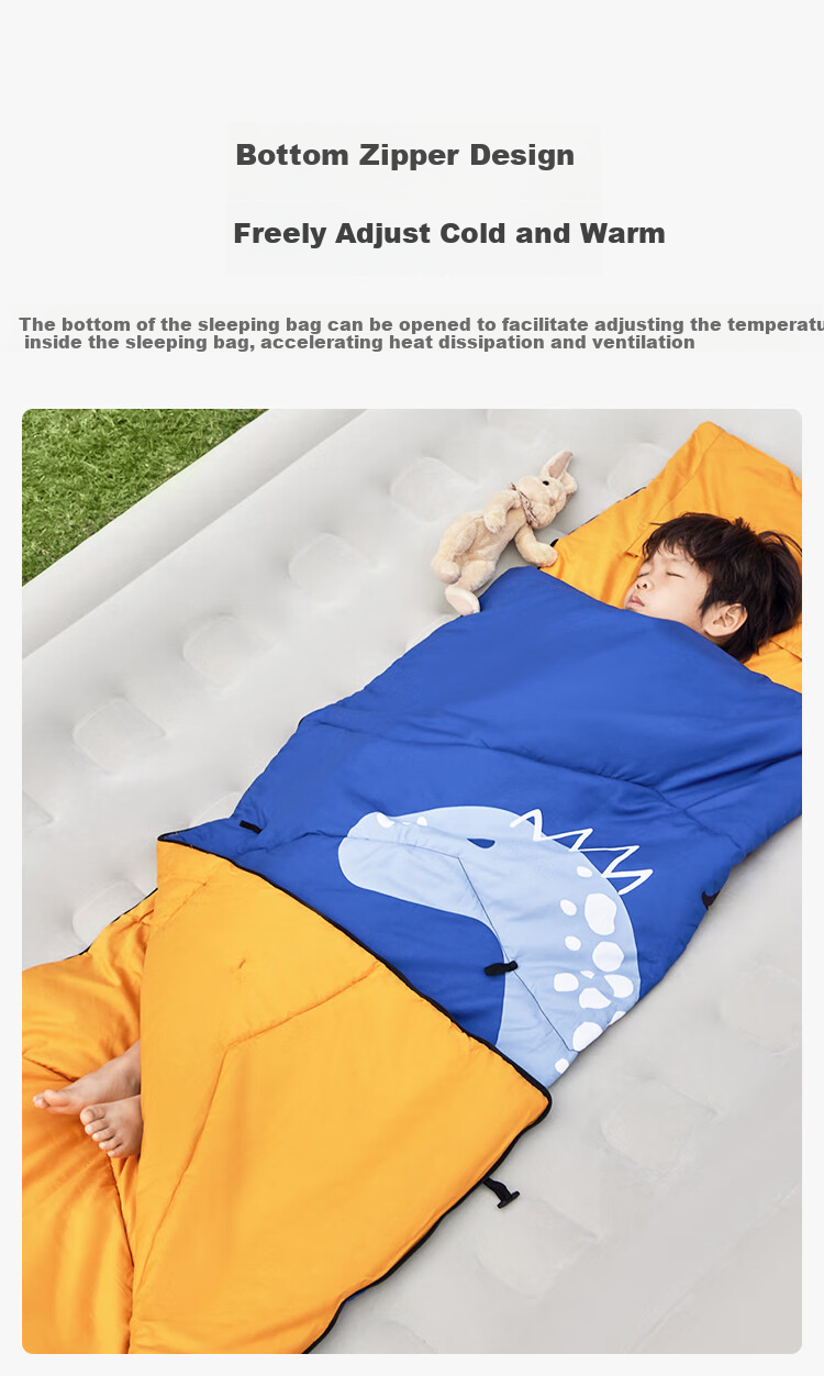 JD Original Children's Growth Sleeping Bag, Student Nap Quilt, Outdoor Camping Warm Nap, Three-Level Adjustment, Sand Color, 0.8kg 10
