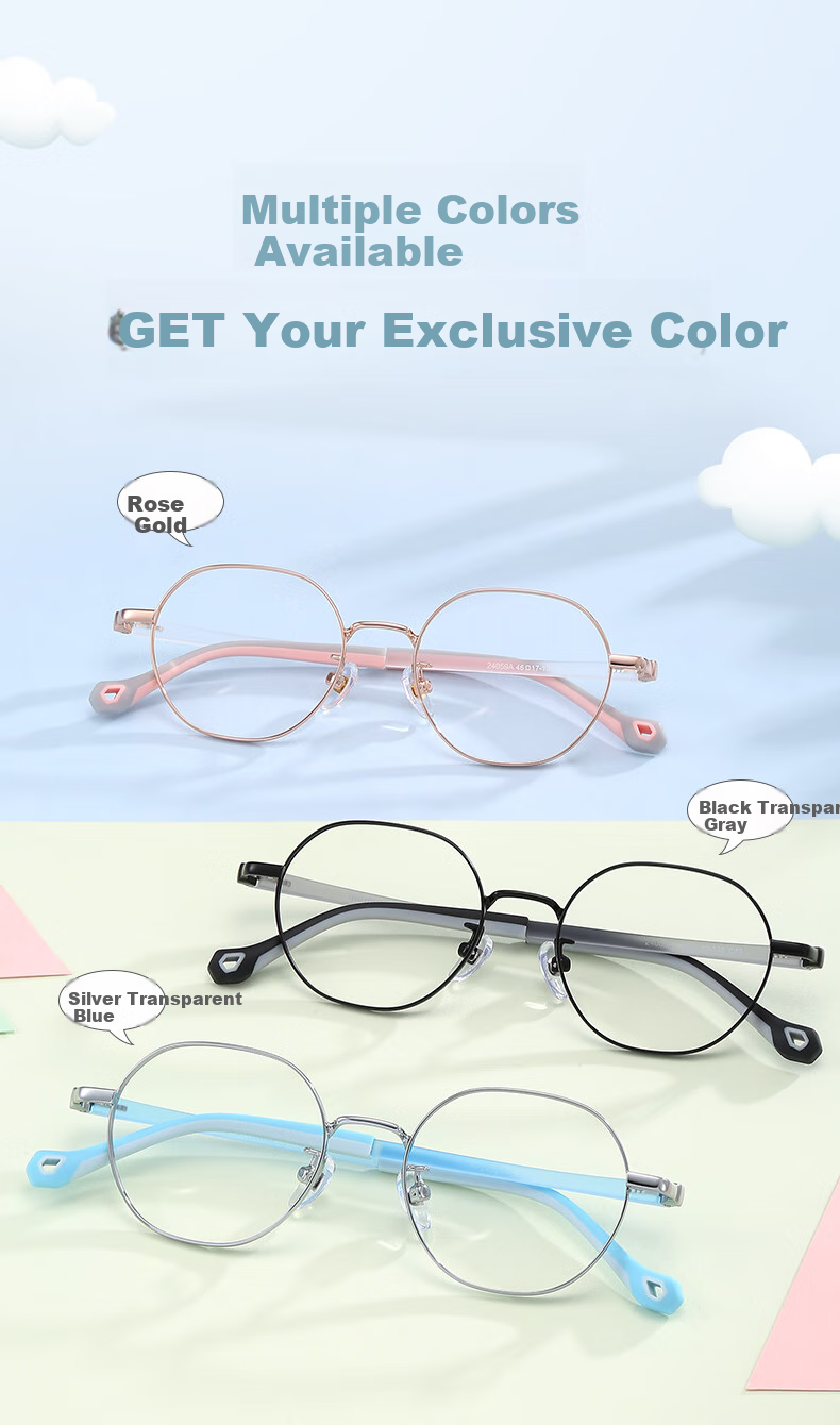 Pulais Youth Children Anti-Blue Light Glasses, Myopia Glasses Frame, Protective Goggles, Eyeglasses, Rose Gold 24059A 6