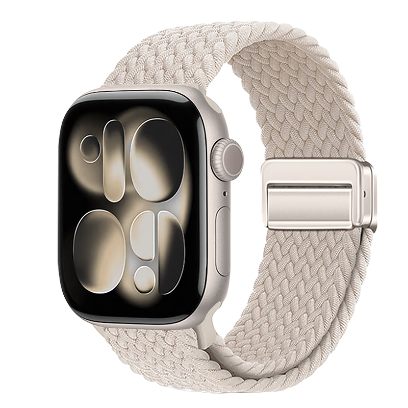 MSSM Compatible Apple Watch Band for Apple IWatch S12/11/10/9/Se3/Ultra4, Nylon Braided Loop Strap with Magnetic Clasp [Starlight], 44/45/46/49