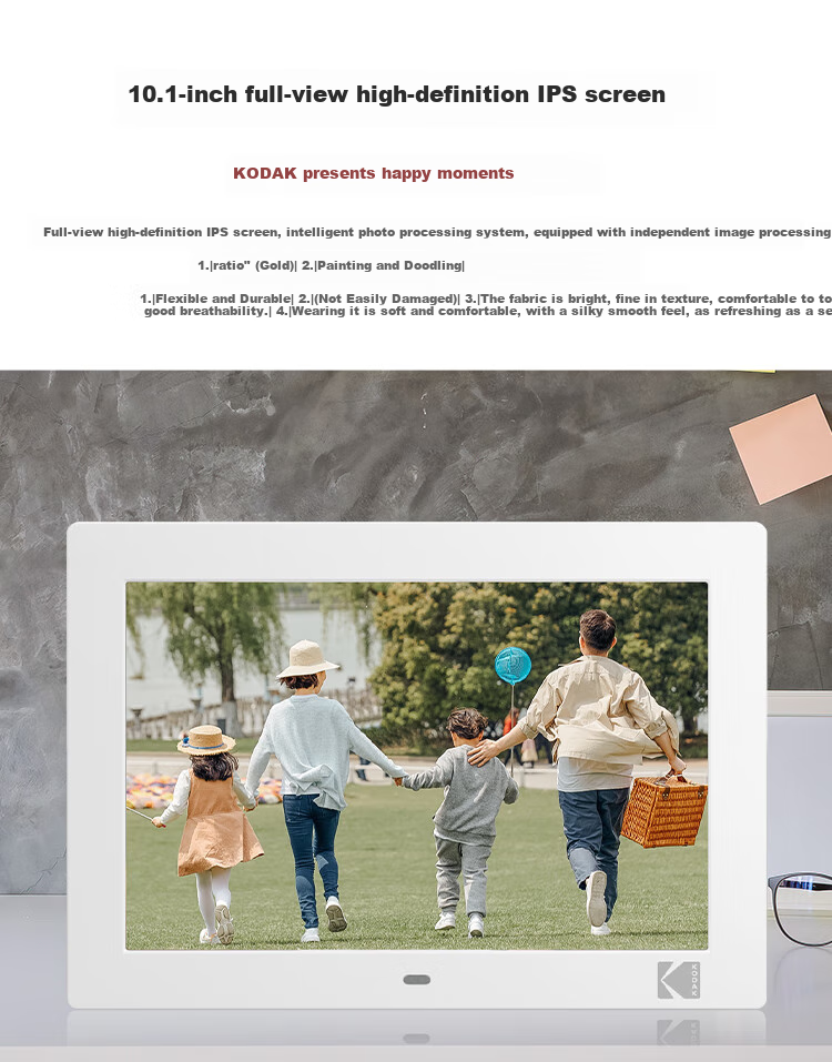 KODAK Digital Photo Frame, 10.1-Inch HD Electronic Album Video Player, White, Mid-Autumn Festival Gift 2