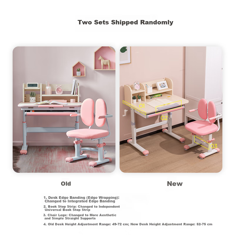Deli KF503-S Children's Study Desk And Chair Set, School Desk And Chair for Students, Home Writing Desk And Homework Chair with Adjustable Height (Pink) 13