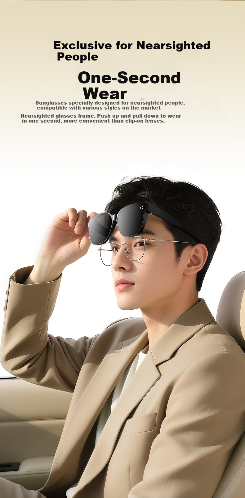 BIAZE Polarized Prescription Sunglasses Clip-On Night Vision Driving Glasses for Men and Women 2