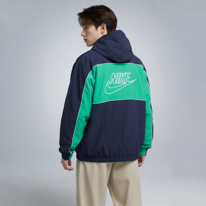 NIKE Men's Woven Jacket, Trendy And Fashionable, Casual Versatile HJ2013-451 Navy Blue/white L