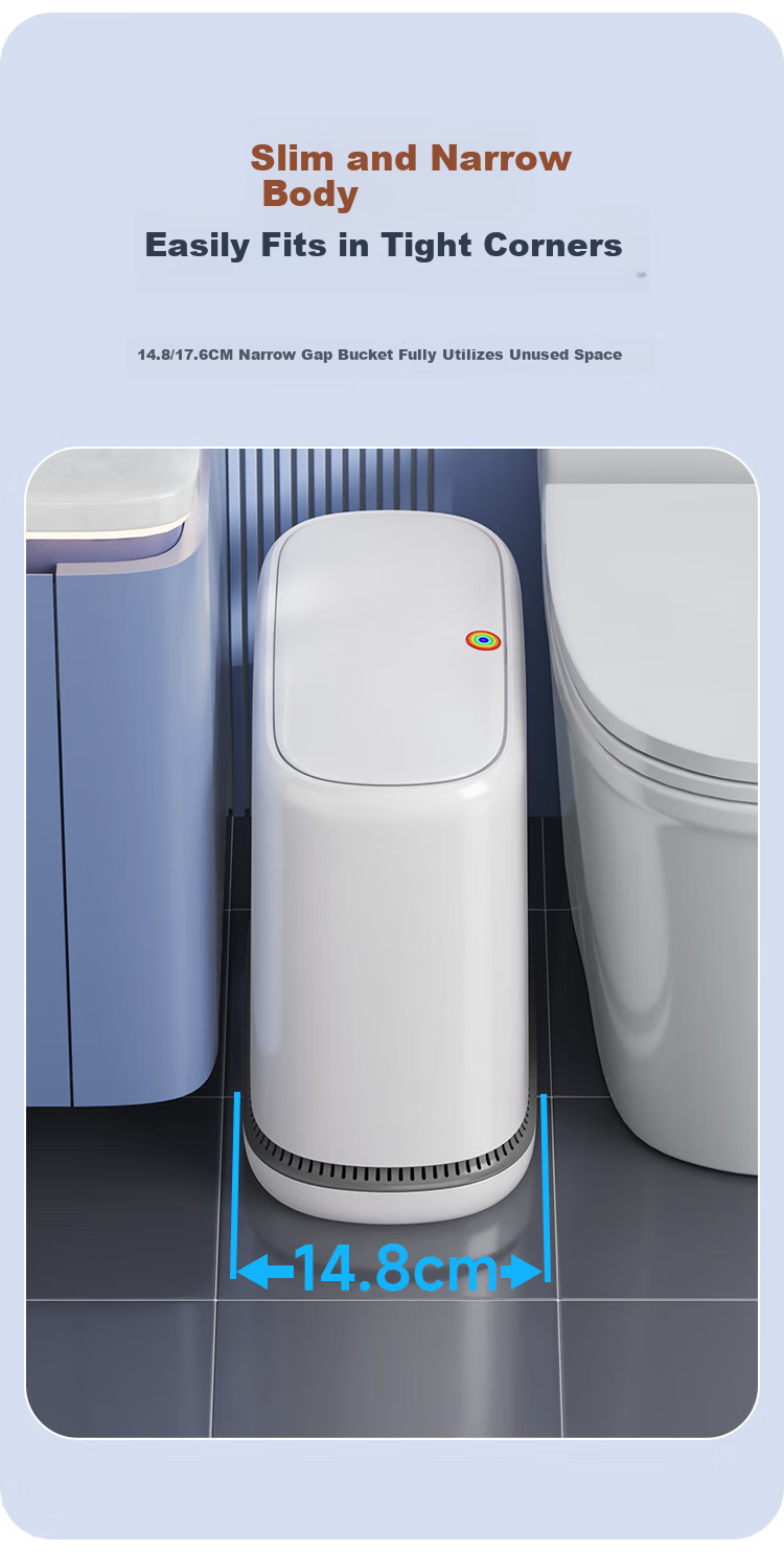 Jiabangshou Pressure-Resistant Garbage Bin, 8.6L Capacity, New Model 2026, with Lid for Bathroom, Living Room, Kitchen, Bedroom, Narrow Spaces 8