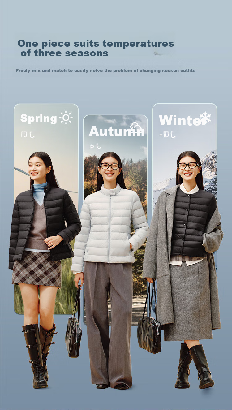 JD Jingzao Women's Lightweight Down Jacket Fashion Versatile Winter 2025 Thick Warm Coat Soft Mist Gray XL 5