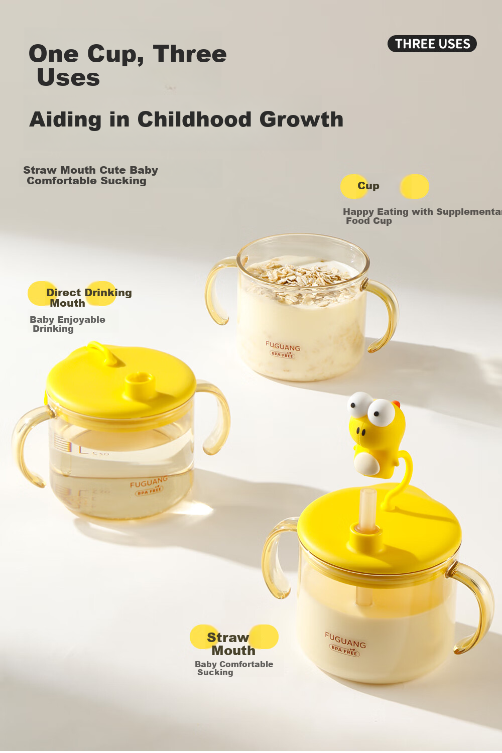 FGA Fuguang Children's Milk Cup with Handle And Scale, Direct Drinking Water Bottle for Babies, PPSU Straw Cup for Learning to Drink 8