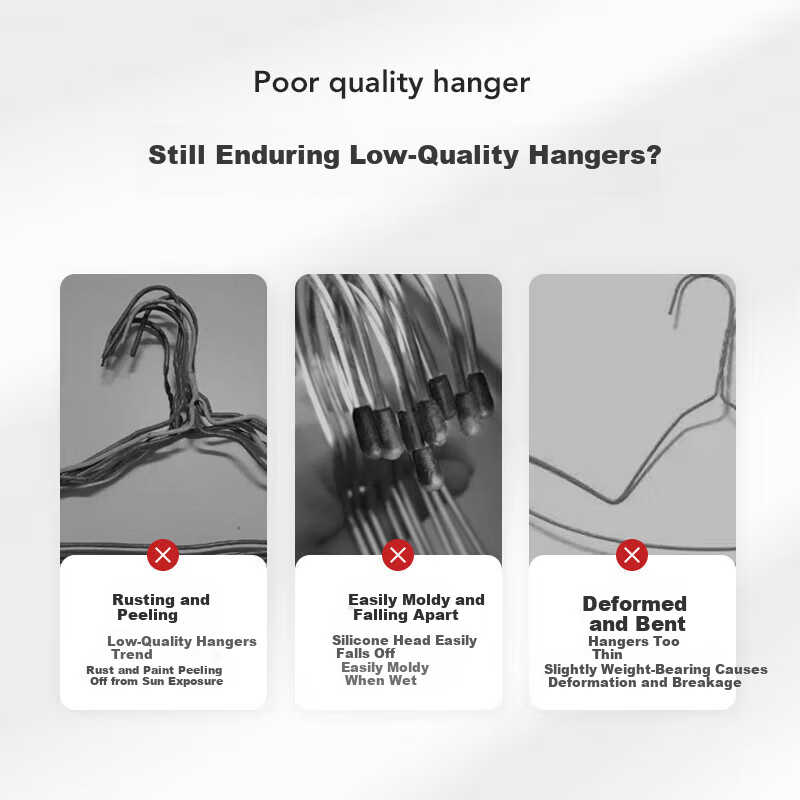 Guangduola Solid Stainless Steel Clothes Hangers, Household Garment Rack, 40cm, Pack of 10, Moisture-Proof, Seamless, Suitable for Both Wet And Dry Use