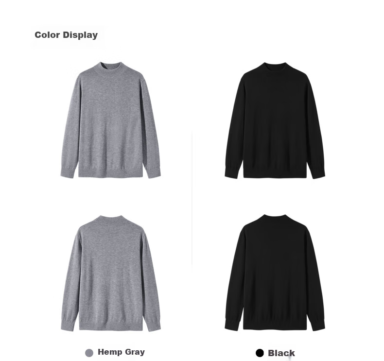 GXG Men's Clothing with Wool, Semi-Bottom Knit Sweater for Men, New Autumn/winter 2024 Product, Flax Gray, Size 165/S 2