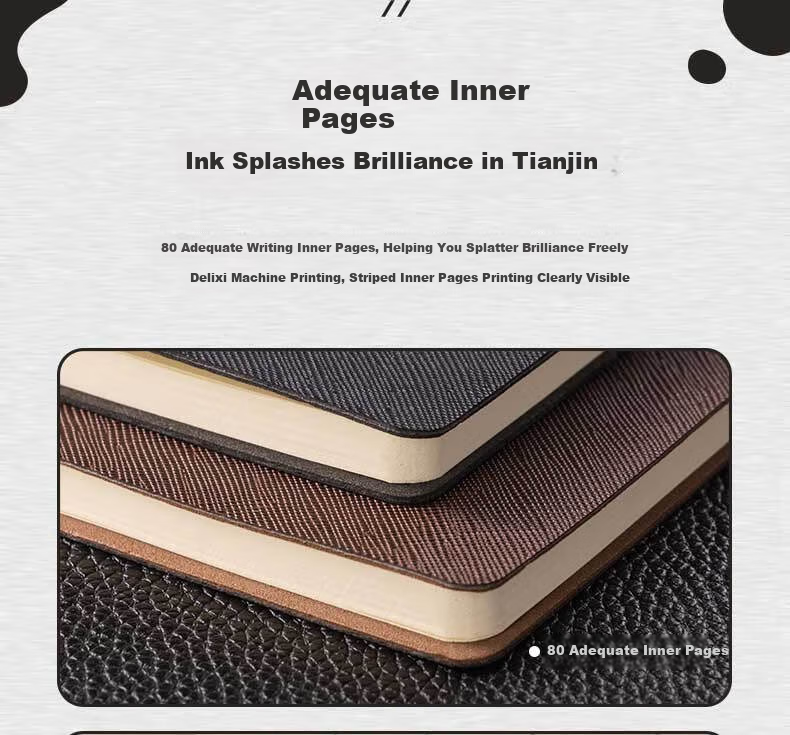 Deli 48K Business Notebook Leather Cover Journal Diary Meeting Record Book, 80 Sheets BP124 Black 8