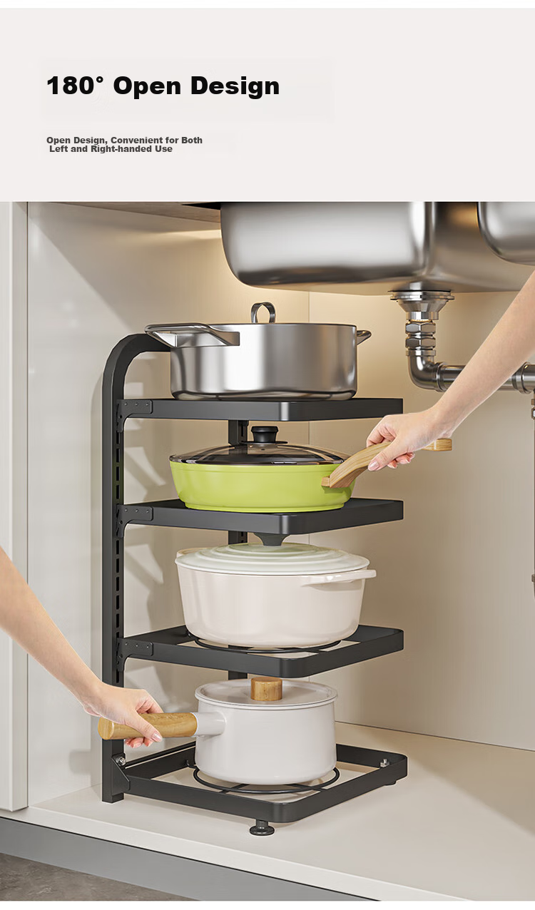 MAXCOOK Kitchen Storage Rack Under Sink Pot Rack, Organizer Floor-Standing Multi-Layer Countertop Shelf, Adjustable Three-Tier MCZW5960 5