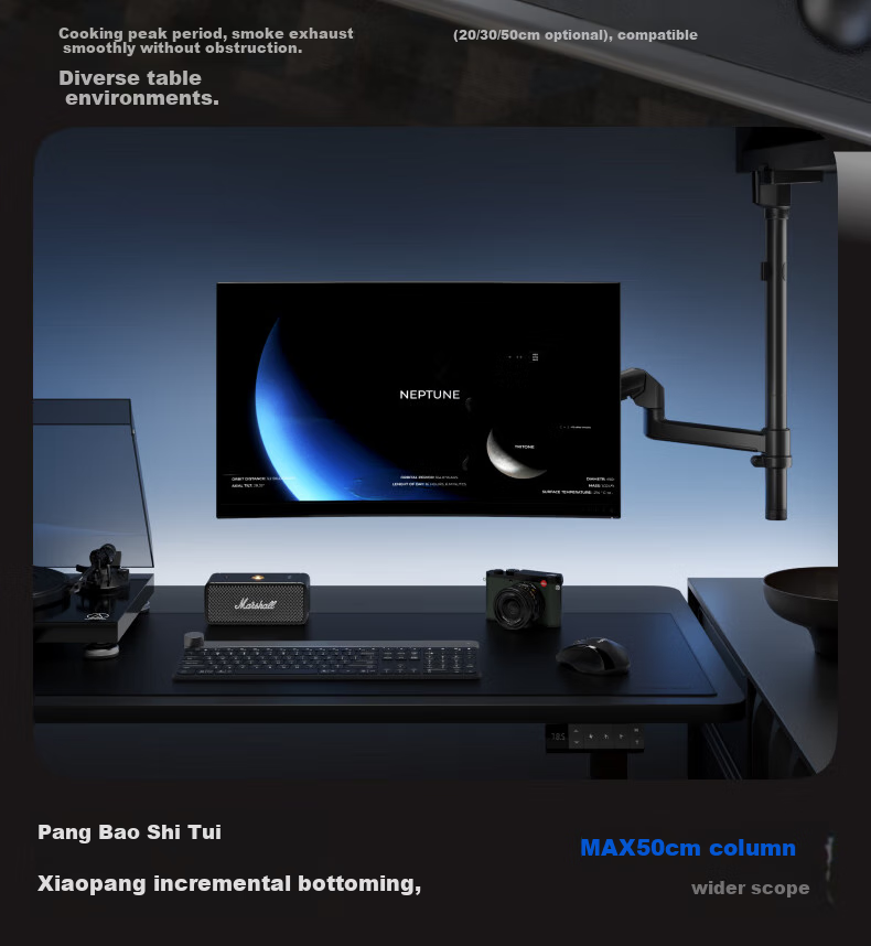 Brateck Beihu Monitor Stand, Inverted Mechanical Arm, Computer Stand Desktop Clamp Base, Inverted Screen Lifting Arm E350pd Black 17-32 Inch, Dormitory Suspended Bracket 7