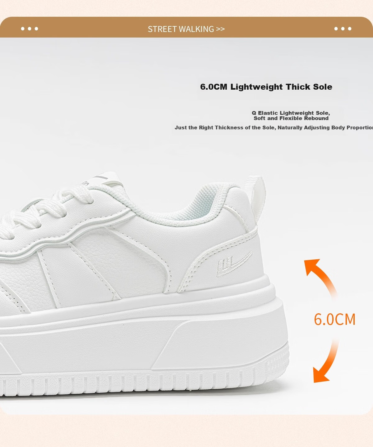 Warrior Women's Shoes, White Sneakers, Skateboard Shoes, New Spring 2026 Leather Dad Shoes, Thick-Soled Heightening Versatile Casual Sports Shoes 11