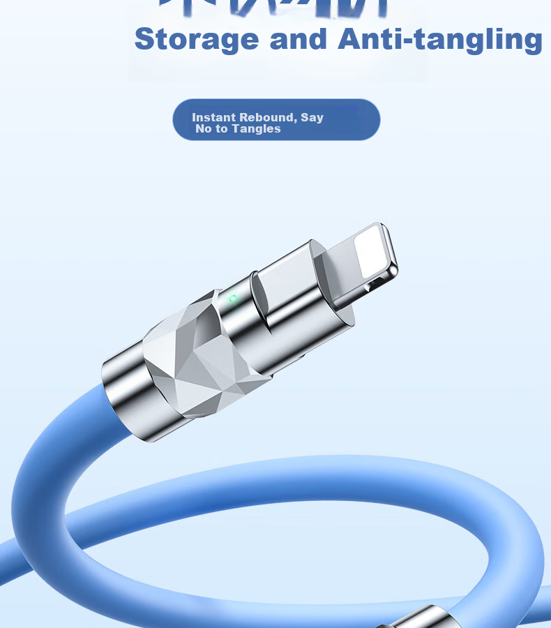 Nengshi Apple Charging Cable, PD Fast Charging 30W Data Cable, Type-C to Lightning Adapter, Suitable for IPhone 14 Pro Max/13/12/11/x/8, Zinc Alloy Thickened Cable, 2 Meters, Blue 11