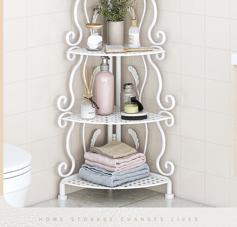 WoJia No-Installation Foldable Bathroom Floor Multi-Layer Basin Storage Rack 5-Tier Organizer Shelf 2