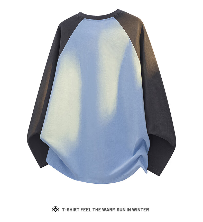 Dingfengbaoluo American Style Colorblock Sweatshirt Men Autumn Patchwork Crewneck Striped Loose Casual Long Sleeve T-Shirt XXH08 Heather Gray 2XL 5