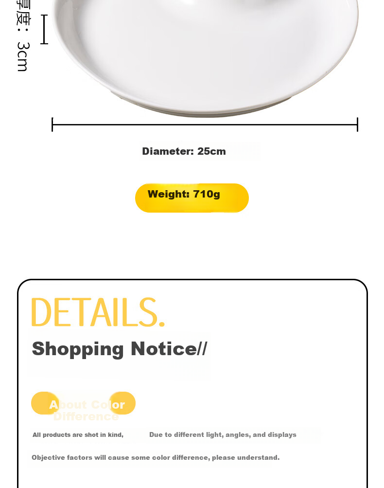 Baijie Ceramic Dumpling Plate with Vinegar Dish, Household Dipping Plate, Divided Plate, Snack Plate, French Fries And Shrimp Plate, Single Piece Double Plate 12