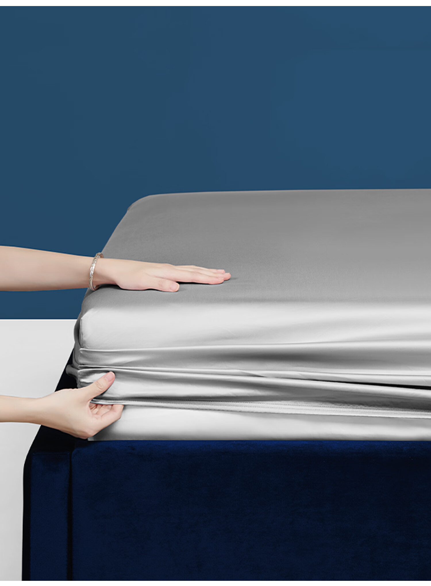 MIDO HOUSE Mingdu 100% Cotton Fitted Sheet, Pure Cotton Mattress Cover, Protective Cover, Pillowcase Three-Piece Set, 1.8x2 Meters, Sky Blue 8