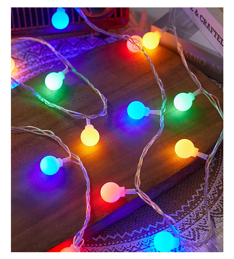 Biuyum Solar String Lights 12m 100 LEDs Star and Bubble Ball Warm Color Outdoor Camping Garden Festival Lights 3