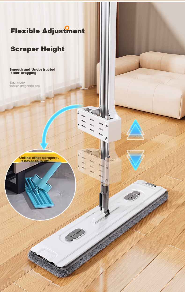Xiangjiamei Flat Mop, 42cm, 2 Fabric Chenille, Household All-In Cleaning, 2026 New Model, Lazy Person's Absorbent No-Hand Flat Mop 7