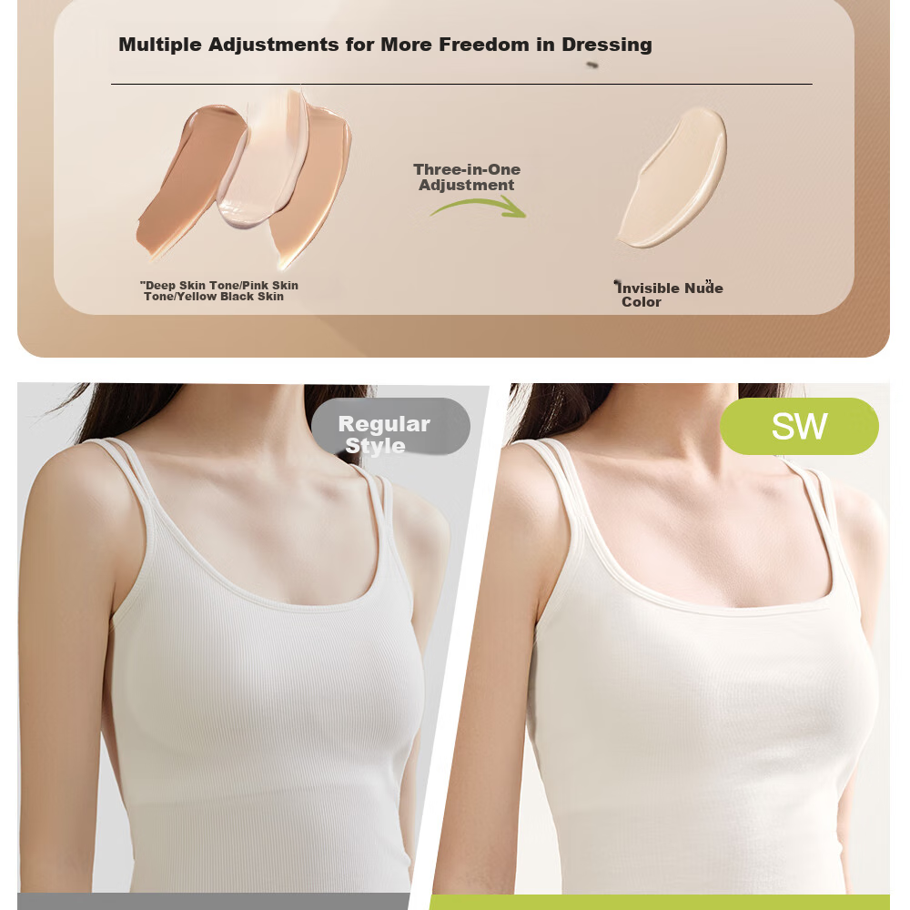 SecretWorld Women's Camisole Bra, Elegant Outer Wear, High-Quality Backless One-Piece Bra, Luxurious with Built-In Padding, Base Layer Vest 6