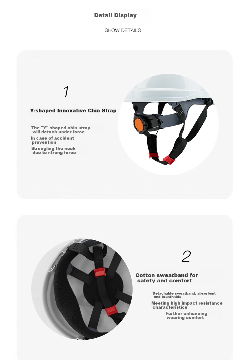 Weiguang ABS Safety Helmet V-Type New National Standard Breathable Model, Impact-Resistant And Puncture-Proof Y-Type Chin Strap Construction Site Hard Hat with Red Knob 7