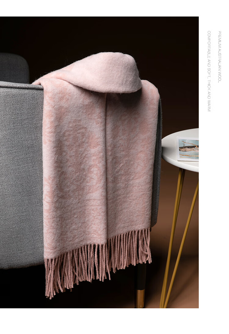 Hengyuanxiang 100% Pure Wool Shawl Women's Autumn Winter Scarf Mom's Birthday New Year Gift Qi Ji Red 3