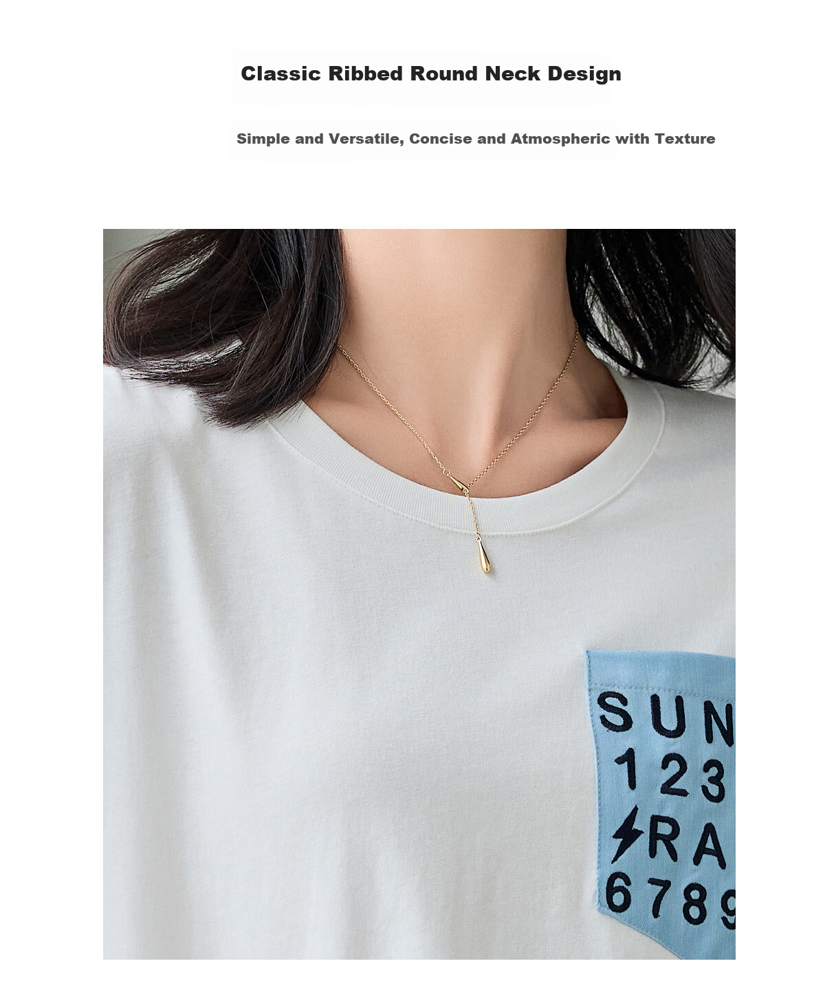 Chushen Spring And Autumn Long-Sleeve T-Shirt for Women, Versatile Letter Patchwork Round Neck Base Shirt, Casual Loose Top S143T2014 4