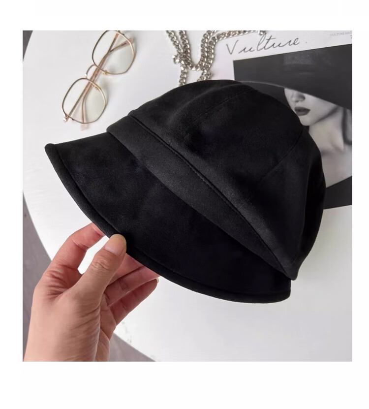 XUEXIMAN Women's Face-Slimming Fisherman Hat Autumn Winter Maternity Cap Large Head Circumference Octagonal Beret Japanese Style Small Brim Bare Face Stacked Hat 13