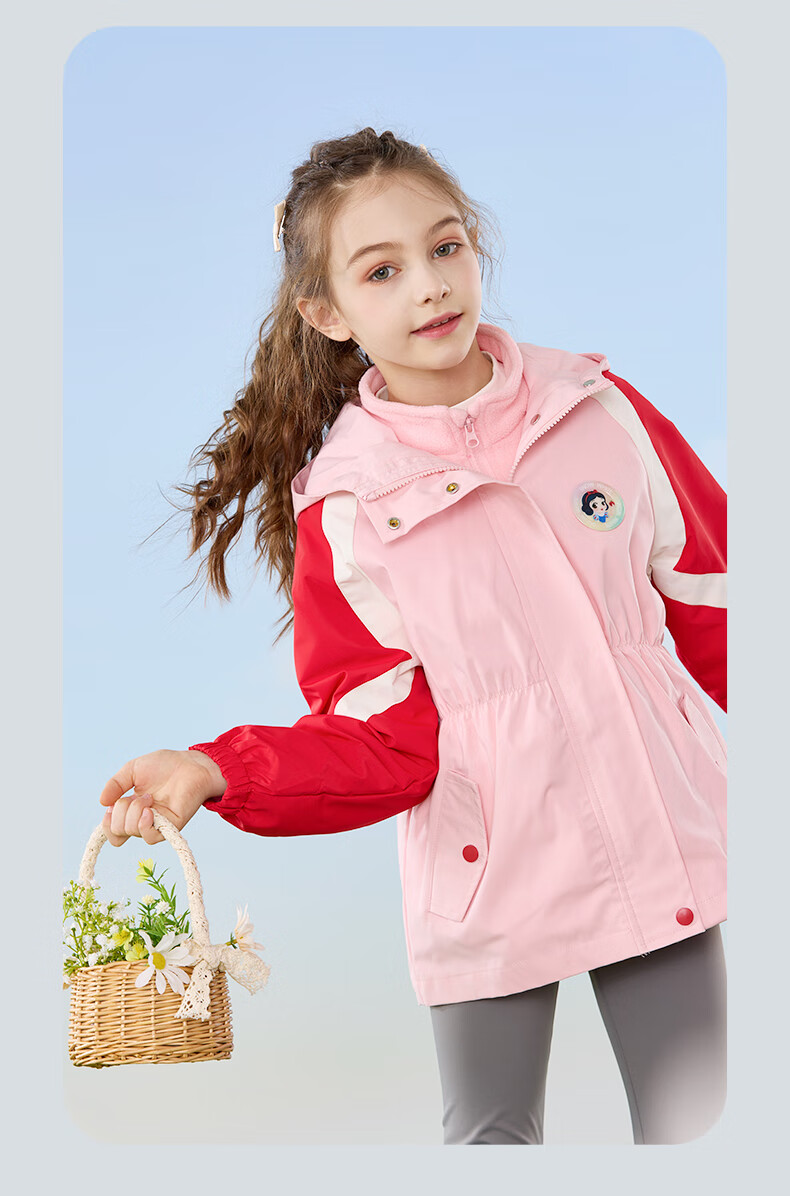 Disney Girls' Outdoor 3-in-1 Windproof Jacket Spring and Autumn Coat for Kids DS001 Purple Size 120 4