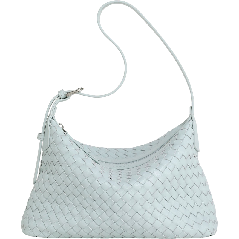 Mood Lambskin Woven Bag, Blue Underarm Beach Bag, Hobo Commuter Large Capacity Shoulder Crossbody Dumpling Bag, Birthday Gift