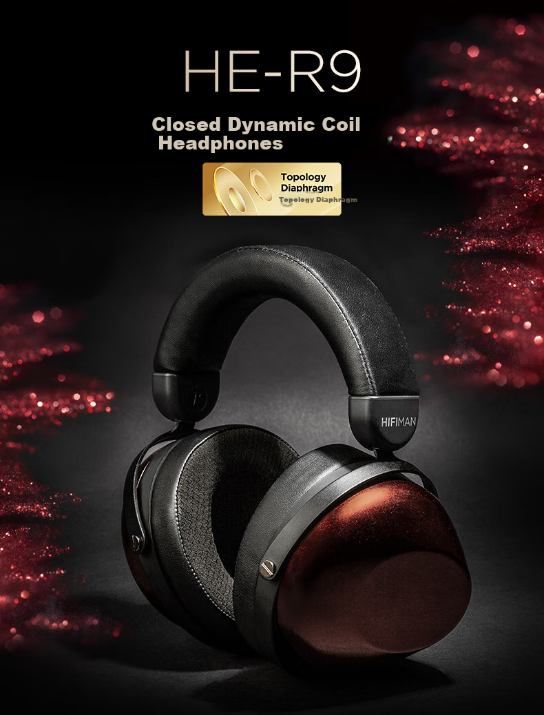 HIFIMAN HE-R9 Wired Version, Dynamic Driver Topology Diaphragm Closed-Back Over-Ear HIFI Music Headphones 1