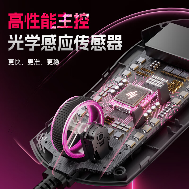 HP G160 Wired Gaming Mouse RGB 7200DPI Programmable Macro Mouse for Esports Valorant LoL Office Computer Mouse Crimson Dawn Edition