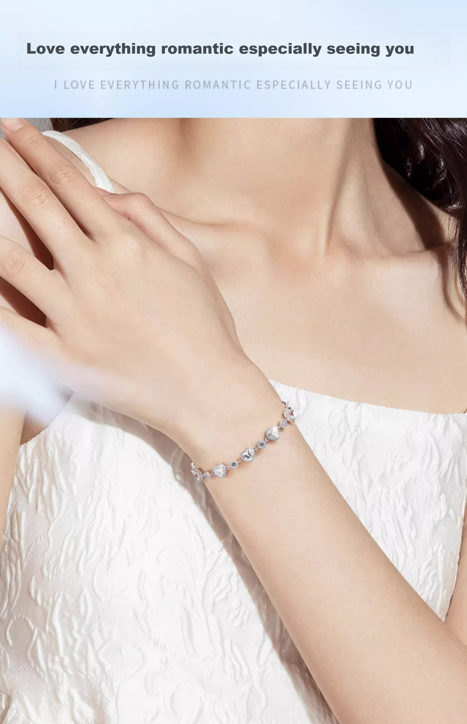 GLTEN Swarovski Zirconium Heart Pure Silver Bracelet for Women, New Jewelry Design, Birthday Gift, Anniversary Present for Girlfriend Or Wife 9